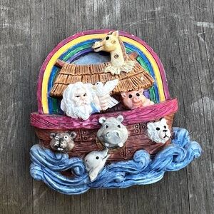 Vintage 90s Noah's Ark Ceramic Refrigerator Magnet